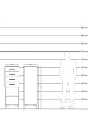 Hyperion Dolap Tek Raflı 4 Çekmeceli 44x44x134 Çam-Antrasit