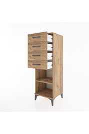 Hyperion Dolap Tek Raflı 4 Çekmeceli 44x44x134 Çam-Çam