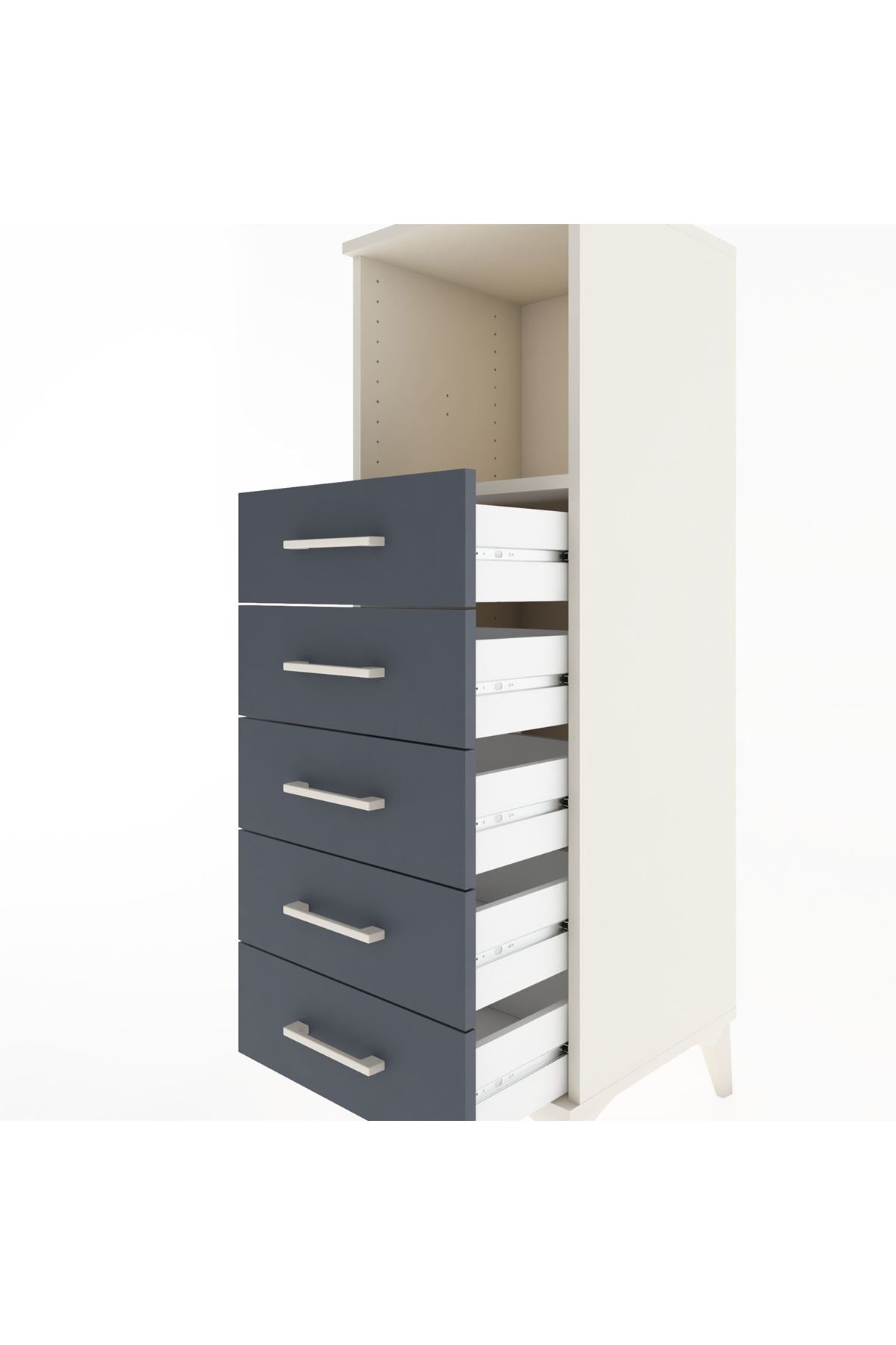 Hyperion Dolap Tek Raflı 5 Çekmeceli 44x44x134 Aytaşı-Antrasit