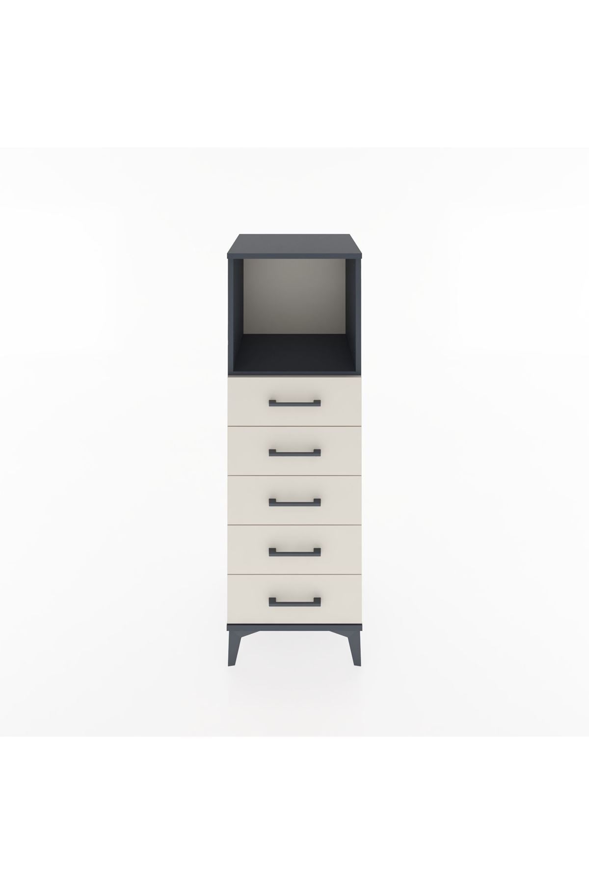 Hyperion Dolap Tek Raflı 5 Çekmeceli 44x44x134 Antrasit-Aytaşı