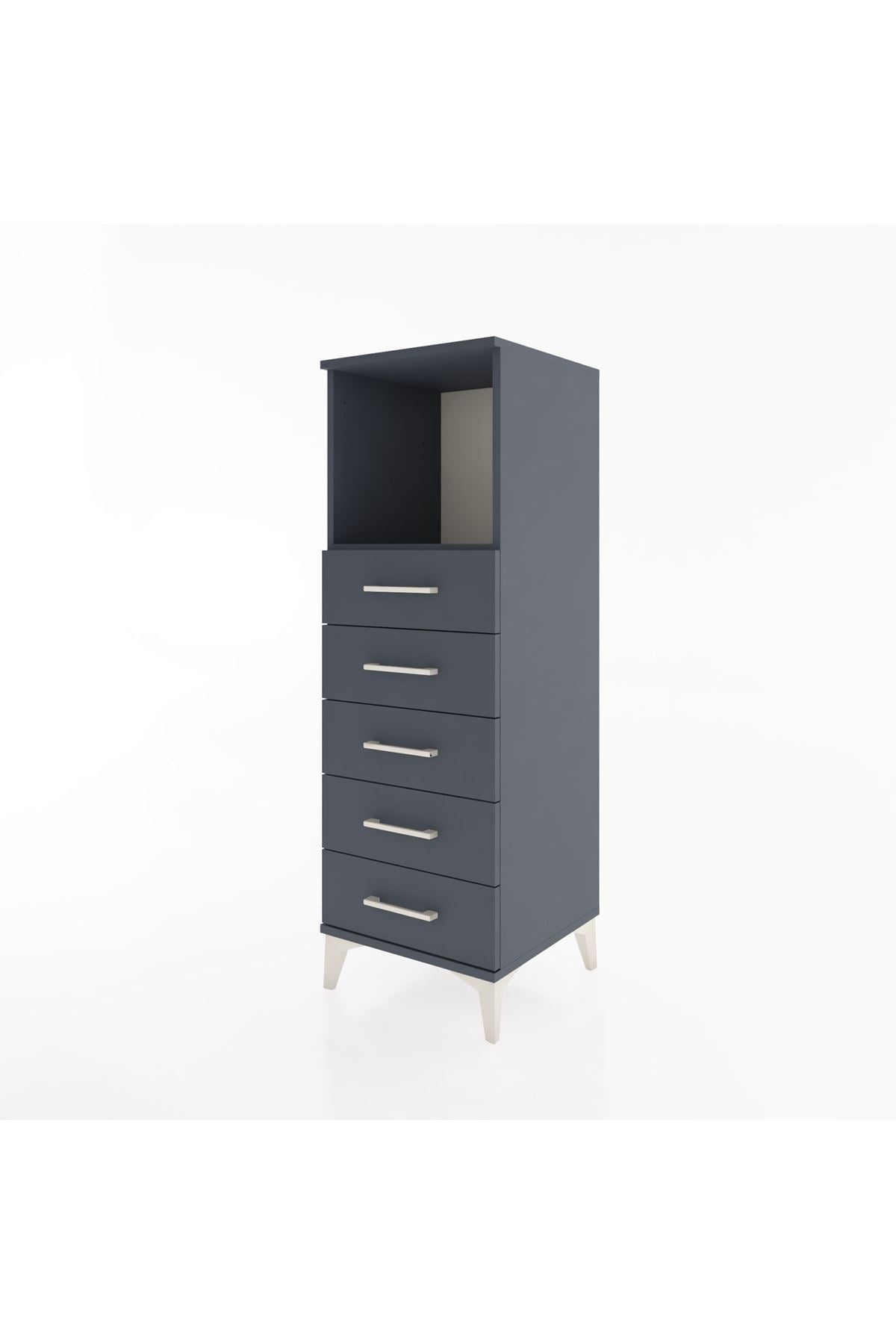 Hyperion Dolap Tek Raflı 5 Çekmeceli 44x44x134 Antrasit-Antrasit