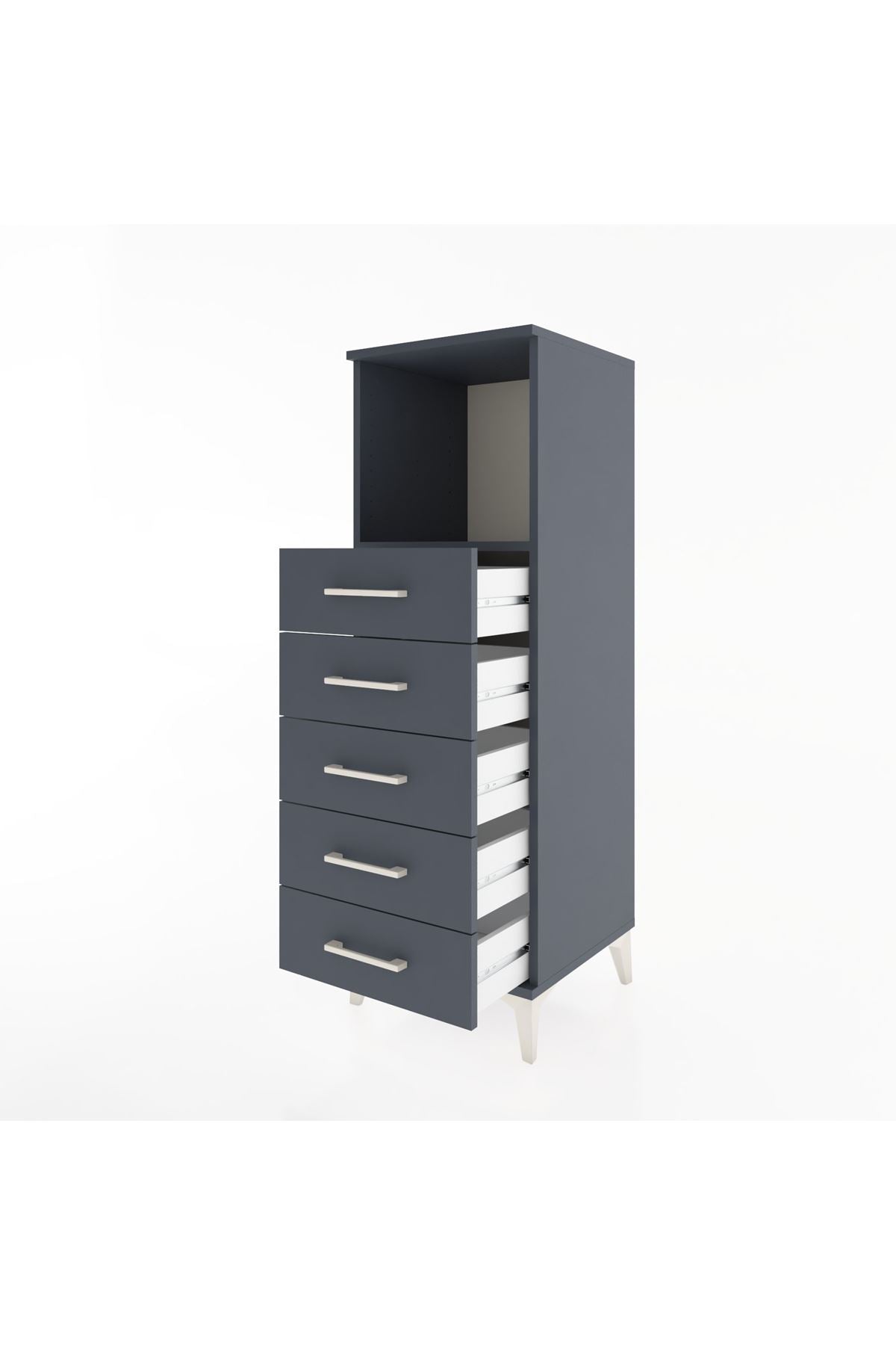 Hyperion Dolap Tek Raflı 5 Çekmeceli 44x44x134 Antrasit-Antrasit