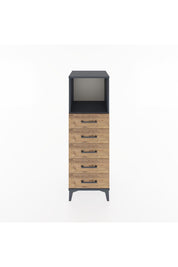 Hyperion Dolap Tek Raflı 5 Çekmeceli 44x44x134 Antrasit-Çam