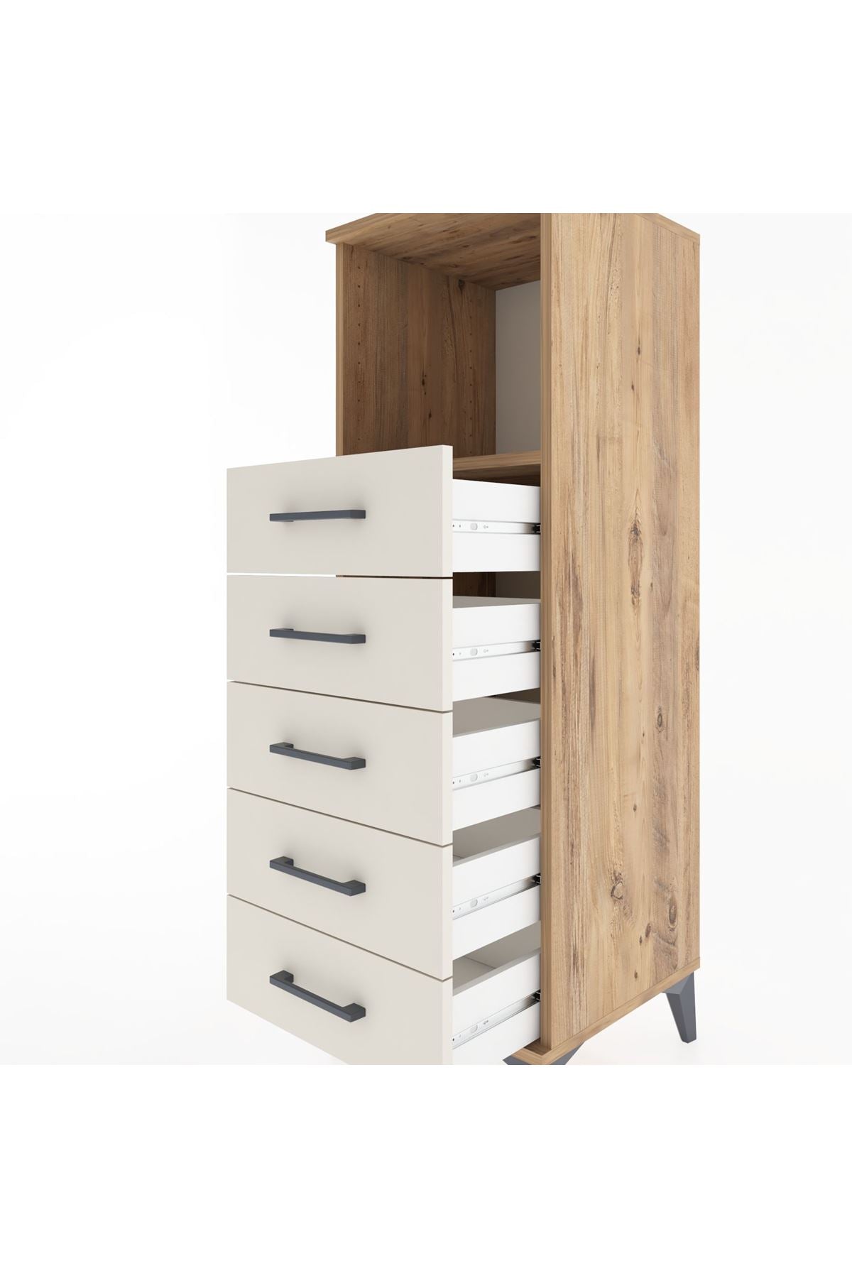 Hyperion Dolap Tek Raflı 5 Çekmeceli 44x44x134 Çam-Aytaşı