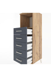 Hyperion Dolap Tek Raflı 5 Çekmeceli 44x44x134 Çam-Antrasit
