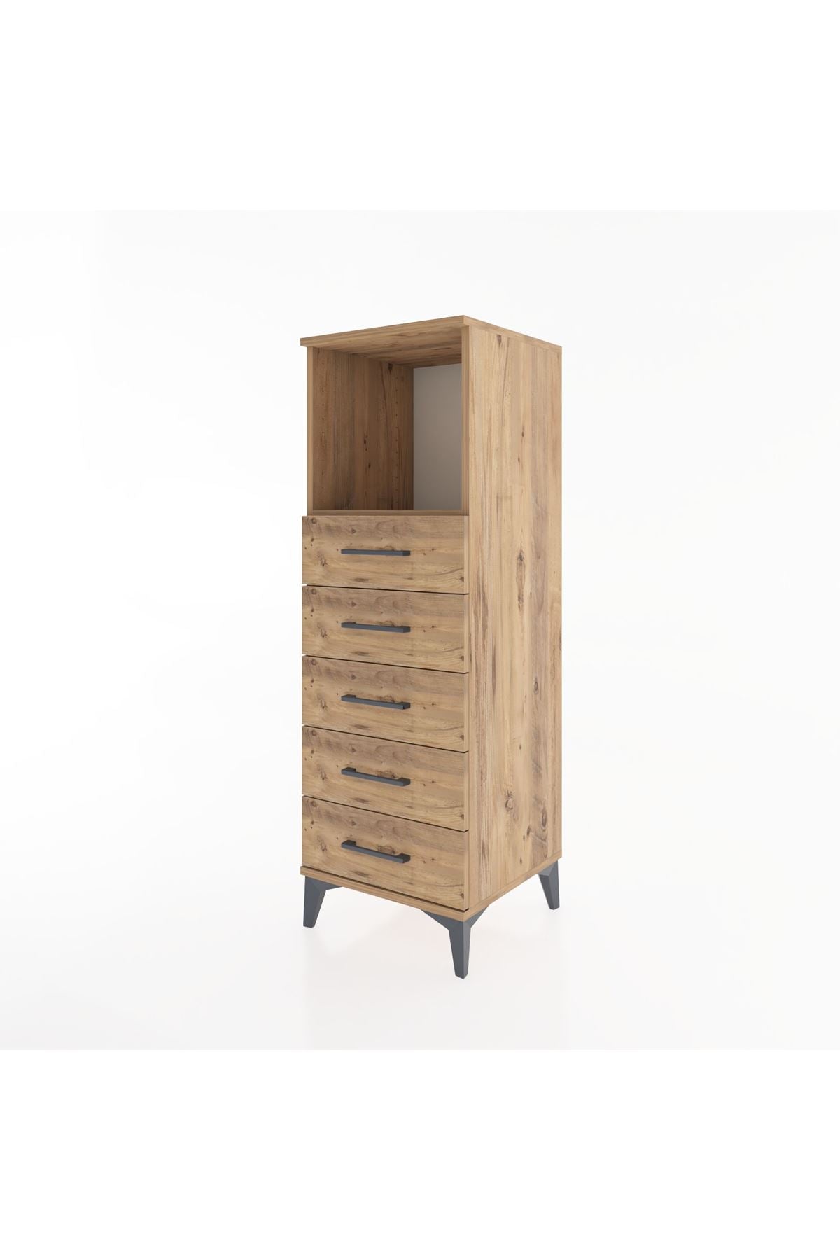 Hyperion Dolap Tek Raflı 5 Çekmeceli 44x44x134 Çam-Çam