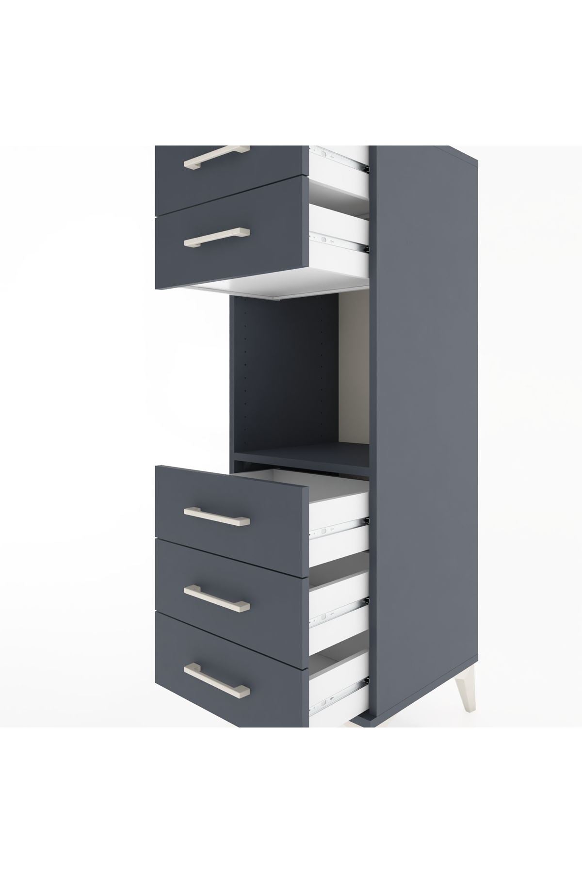 Hyperion Dolap Tek Raflı 5 Çekmeceli 44x44x134