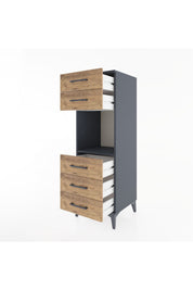 Hyperion Dolap Tek Raflı 5 Çekmeceli 44x44x134 Antrasit-Çam