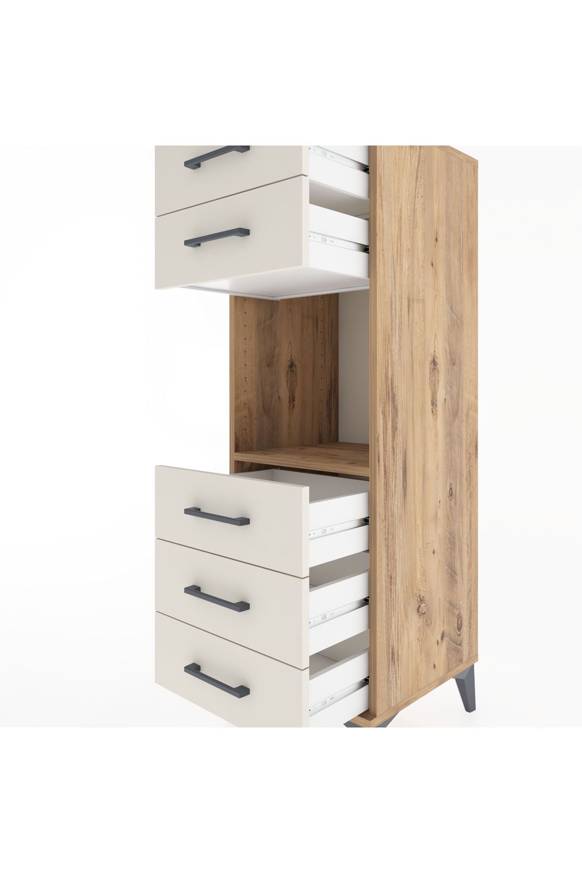 Hyperion Dolap Tek Raflı 5 Çekmeceli 44x44x134 Çam-Aytaşı