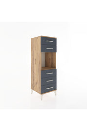 Hyperion Dolap Tek Raflı 5 Çekmeceli 44x44x134 Çam-Antrasit