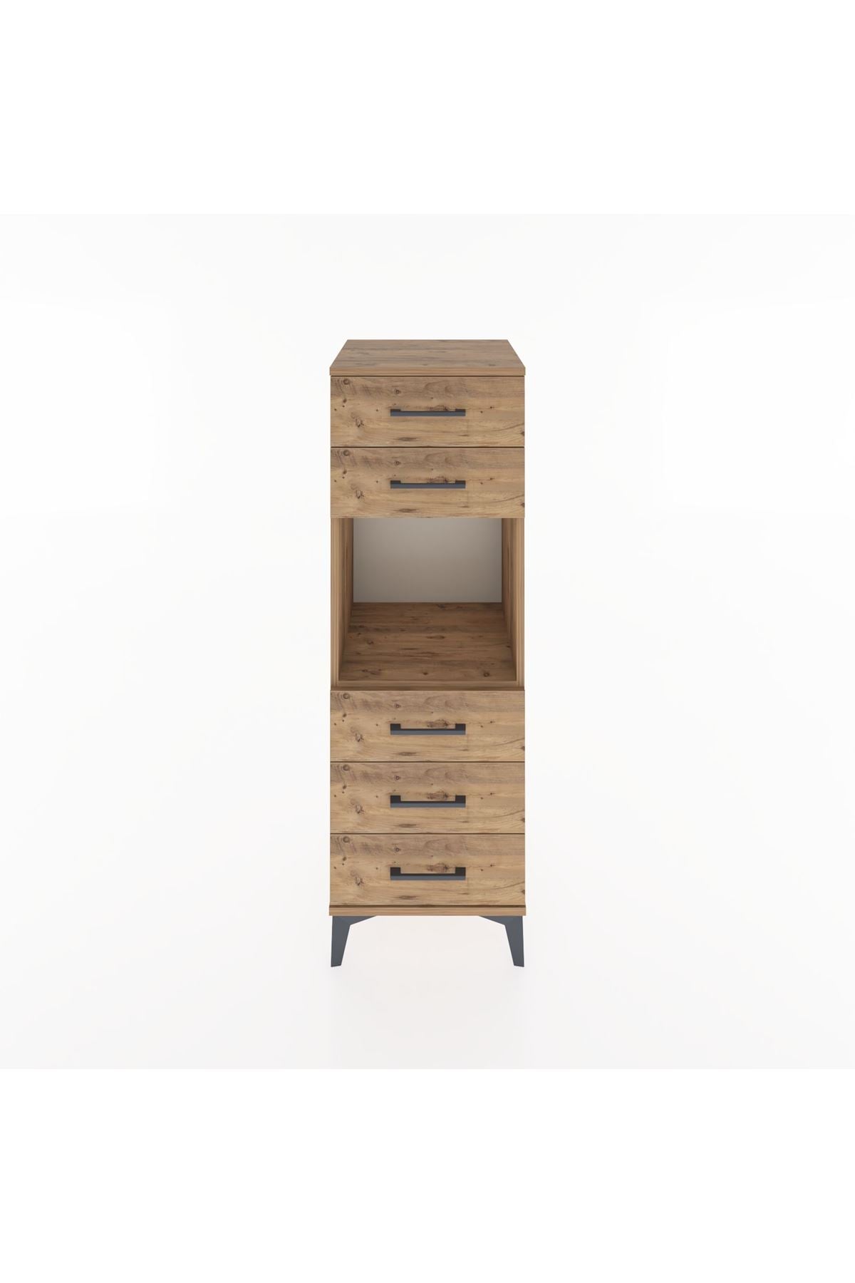 Hyperion Dolap Tek Raflı 5 Çekmeceli 44x44x134 Çam-Çam