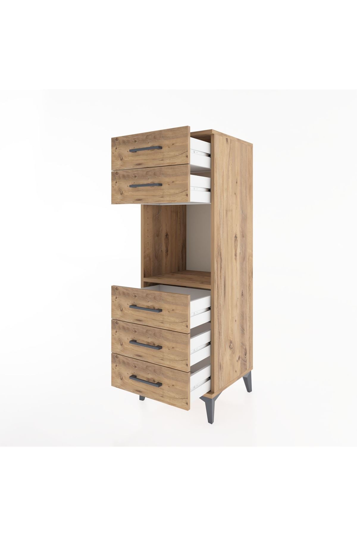 Hyperion Dolap Tek Raflı 5 Çekmeceli 44x44x134 Çam-Çam