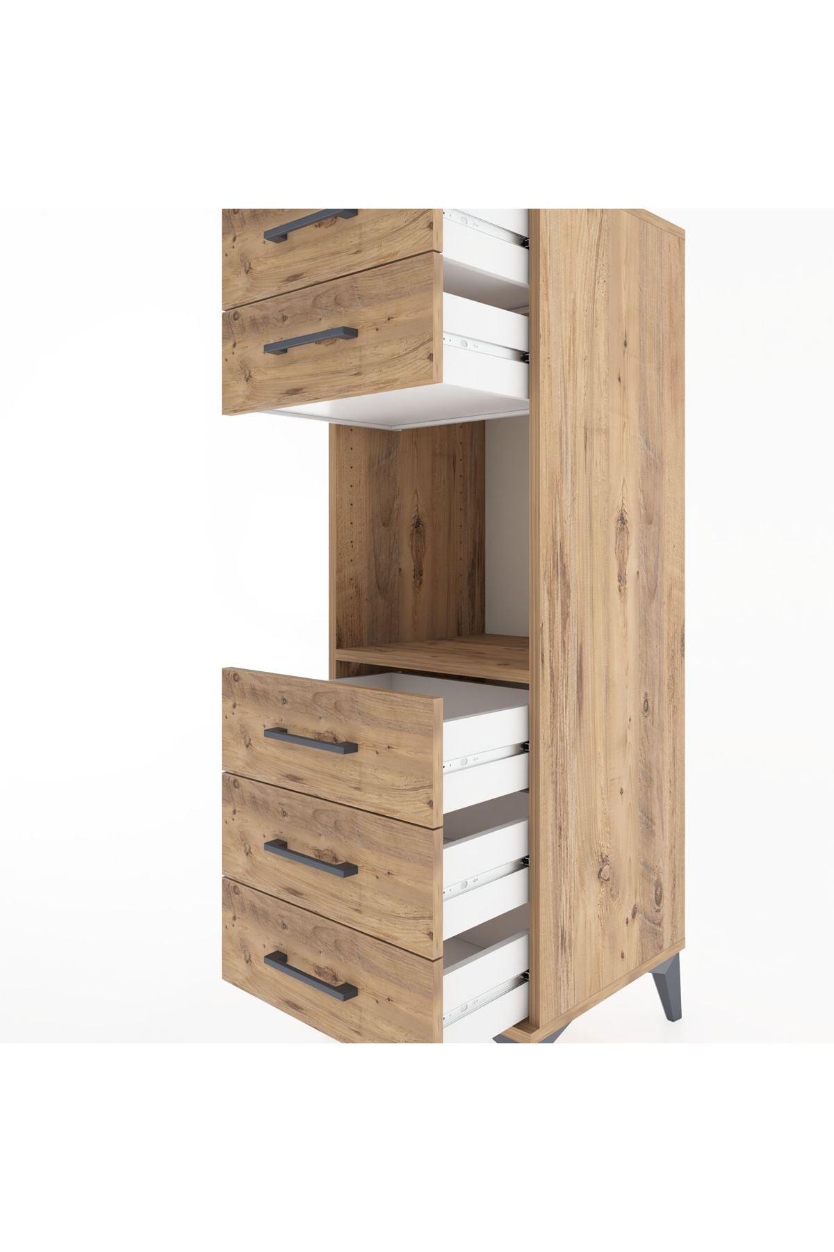 Hyperion Dolap Tek Raflı 5 Çekmeceli 44x44x134 Çam-Çam