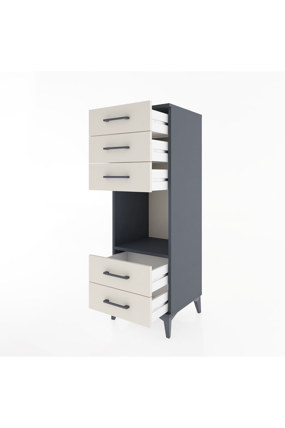 Hyperion Dolap Tek Raflı 5 Çekmeceli 44x44x134 Antrasit-Aytaşı
