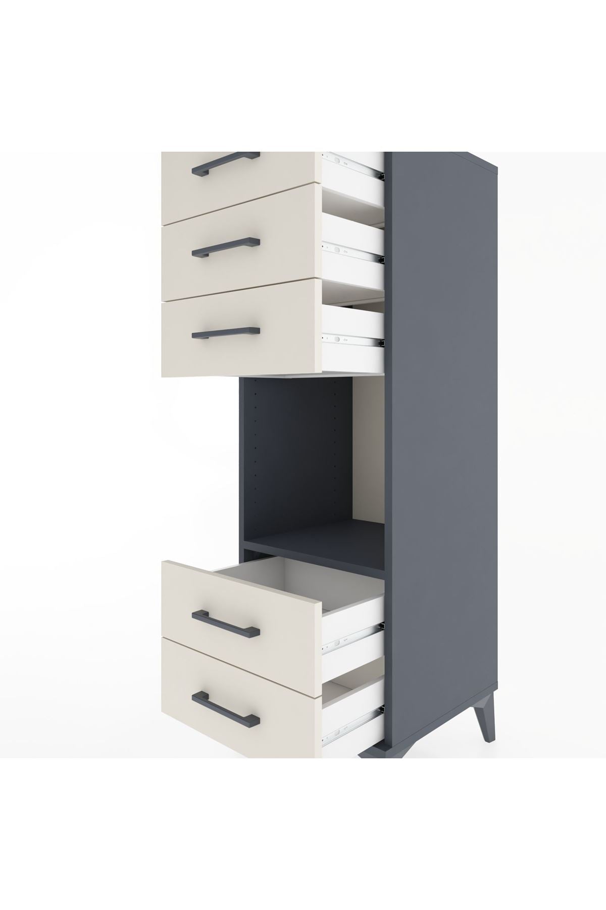 Hyperion Dolap Tek Raflı 5 Çekmeceli 44x44x134 - S49M086V4B