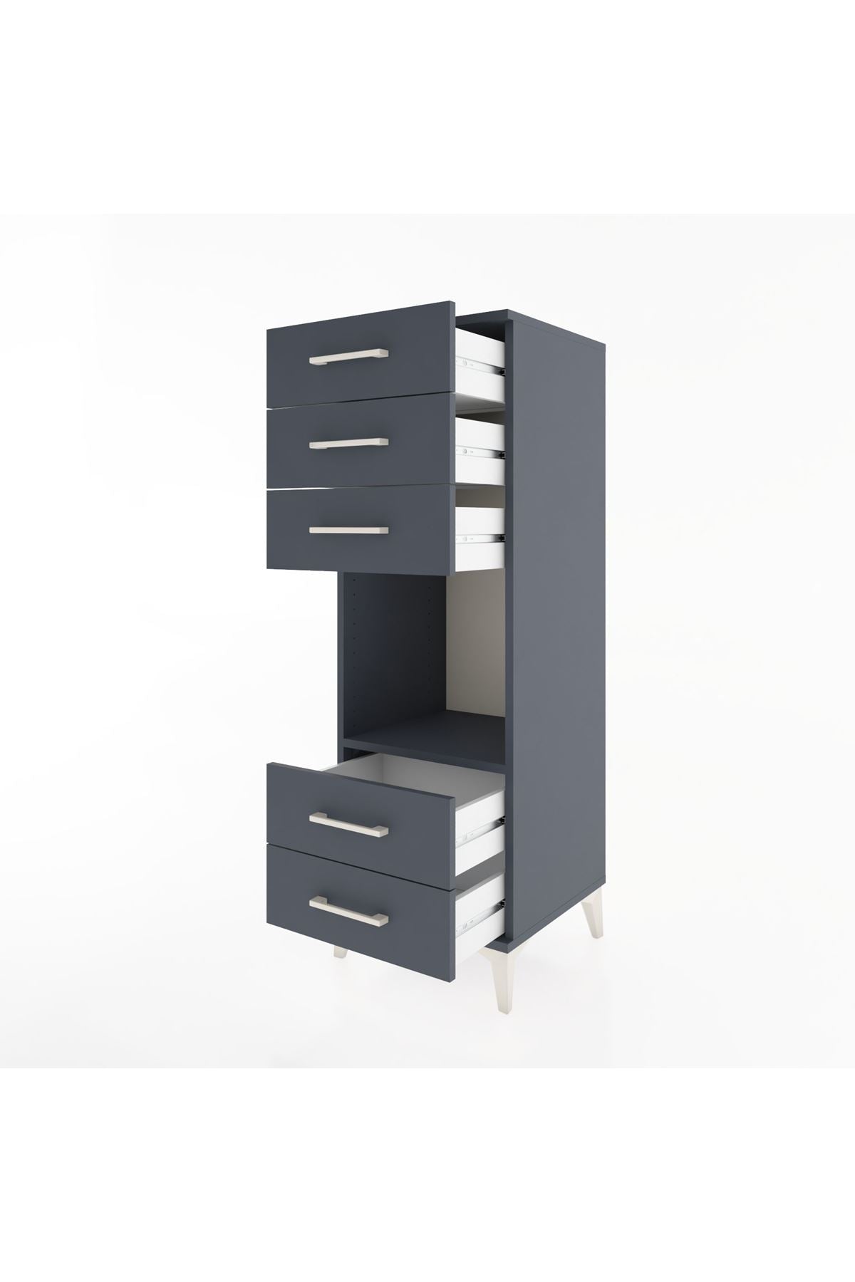 Hyperion Dolap Tek Raflı 5 Çekmeceli 44x44x134 Antrasit-Antrasit