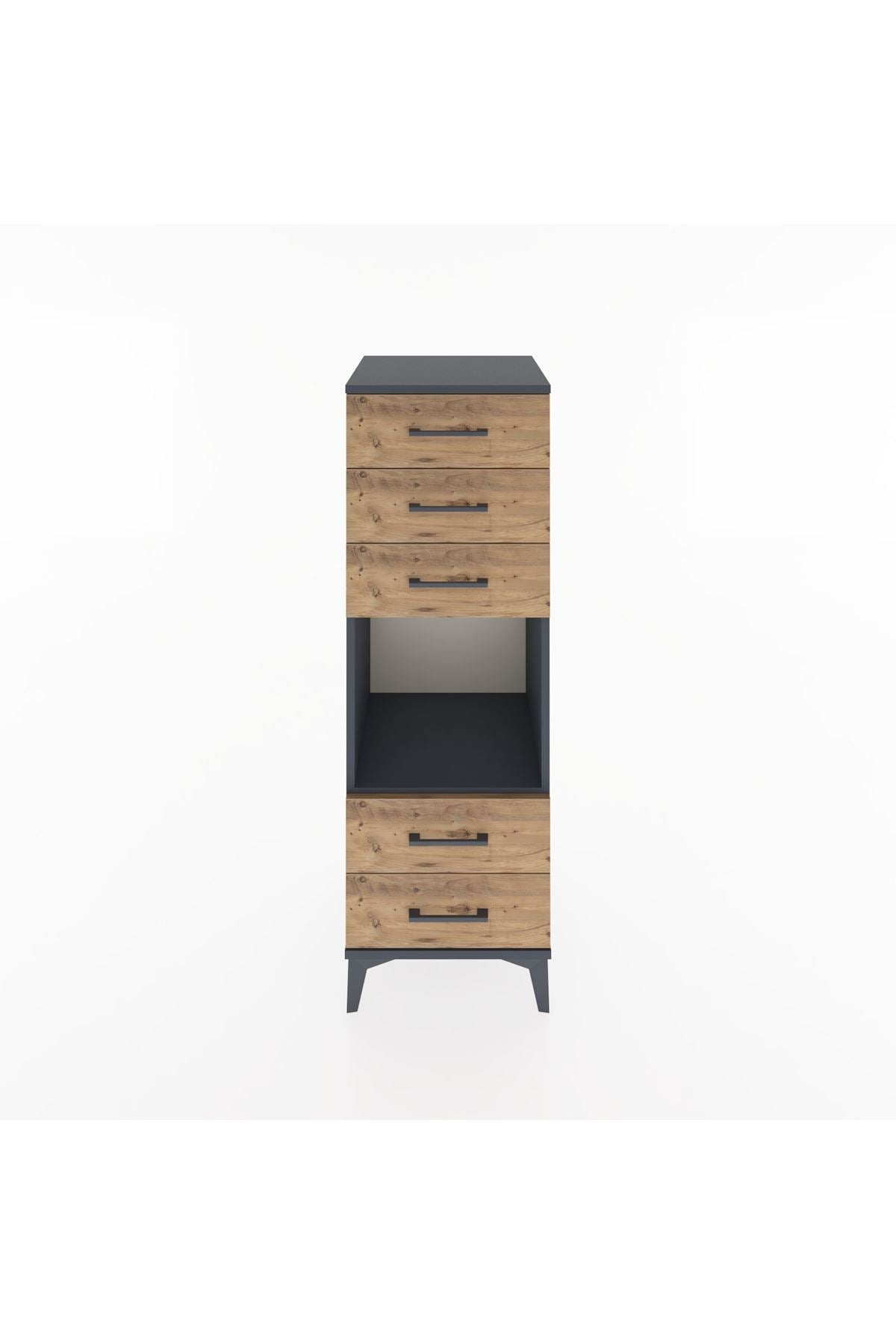 Hyperion Dolap Tek Raflı 5 Çekmeceli 44x44x134 Antrasit-Çam