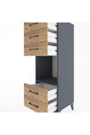 Hyperion Dolap Tek Raflı 5 Çekmeceli 44x44x134 Antrasit-Çam