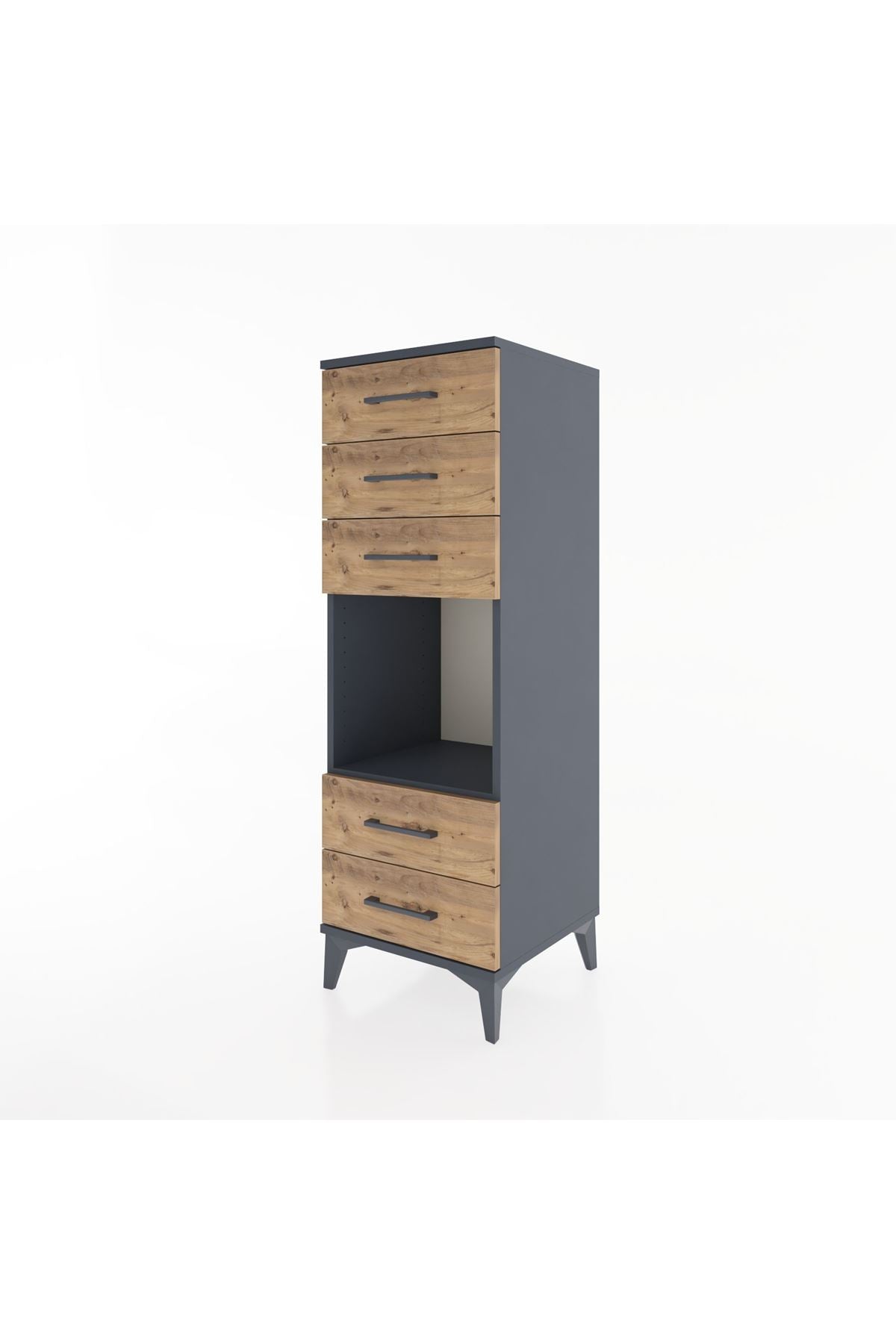 Hyperion Dolap Tek Raflı 5 Çekmeceli 44x44x134 Antrasit-Çam