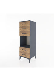 Hyperion Dolap Tek Raflı 5 Çekmeceli 44x44x134 Antrasit-Çam