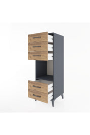 Hyperion Dolap Tek Raflı 5 Çekmeceli 44x44x134 Antrasit-Çam