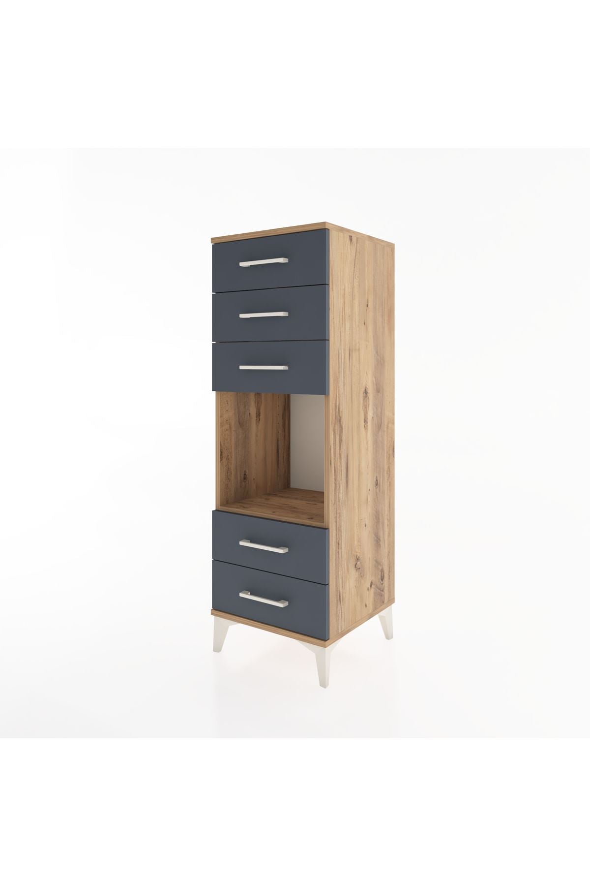 Hyperion Dolap Tek Raflı 5 Çekmeceli 44x44x134 Çam-Antrasit