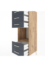 Hyperion Dolap Tek Raflı 5 Çekmeceli 44x44x134 Çam-Antrasit