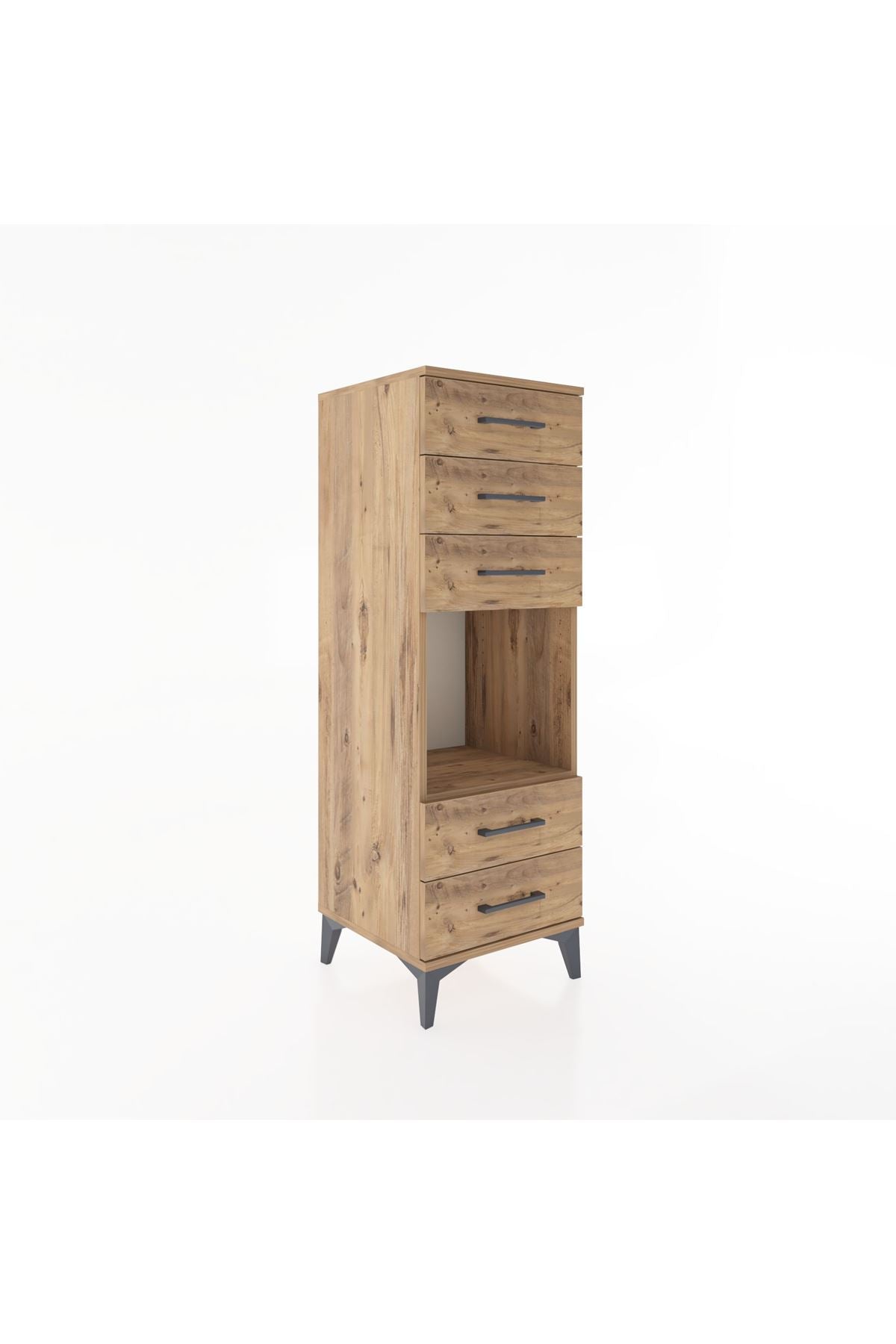 Hyperion Dolap Tek Raflı 5 Çekmeceli 44x44x134 Çam-Çam