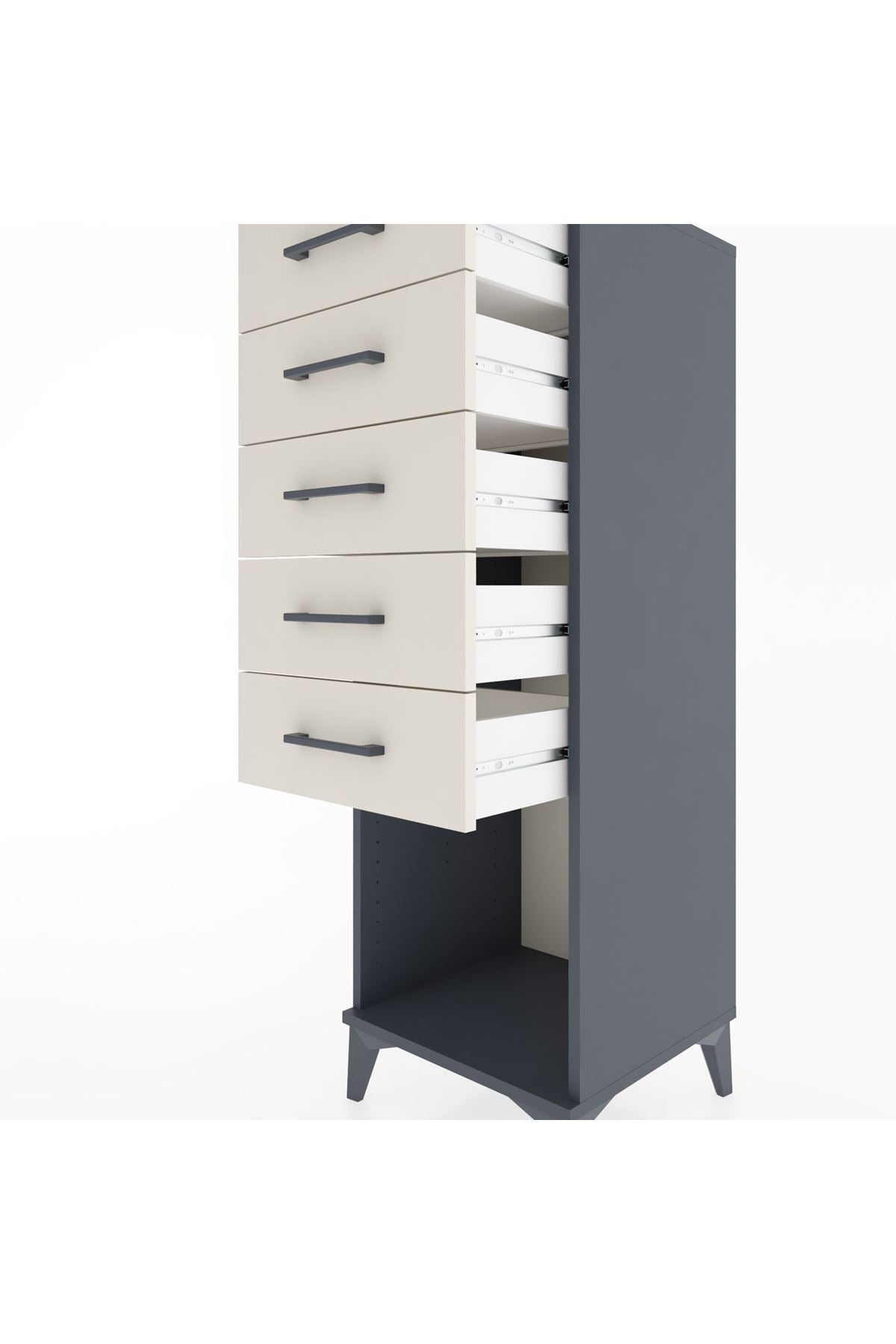 Hyperion Dolap 5 Çekmeceli 44x44x134 Antrasit-Aytaşı