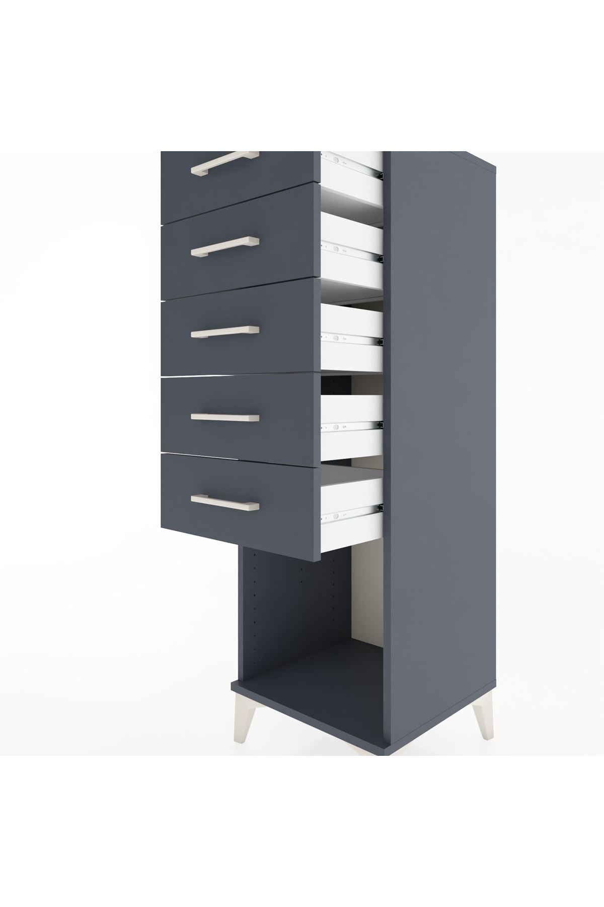 Hyperion Dolap 5 Çekmeceli 44x44x134 Antrasit-Antrasit