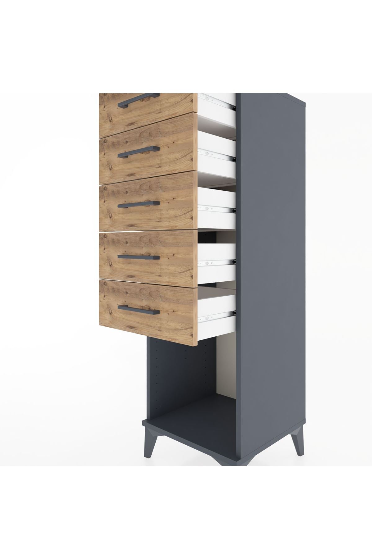 Hyperion Dolap 5 Çekmeceli 44x44x134 Antrasit-Çam