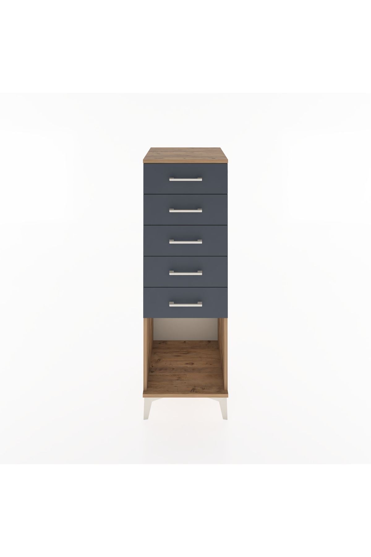 Hyperion Dolap 5 Çekmeceli 44x44x134 Çam-Antrasit