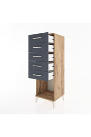 Hyperion Dolap 5 Çekmeceli 44x44x134 Çam-Antrasit