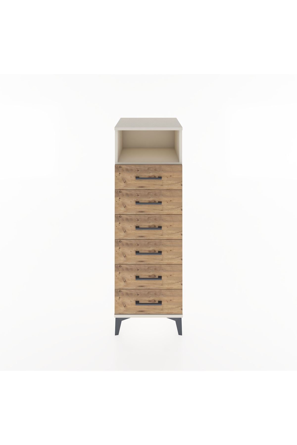 Hyperion Dolap Tek Raflı 6 Çekmeceli 44x44x134 Aytaşı-Çam