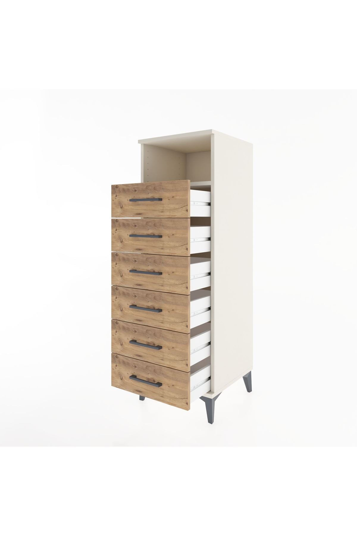 Hyperion Dolap Tek Raflı 6 Çekmeceli 44x44x134 Aytaşı-Çam