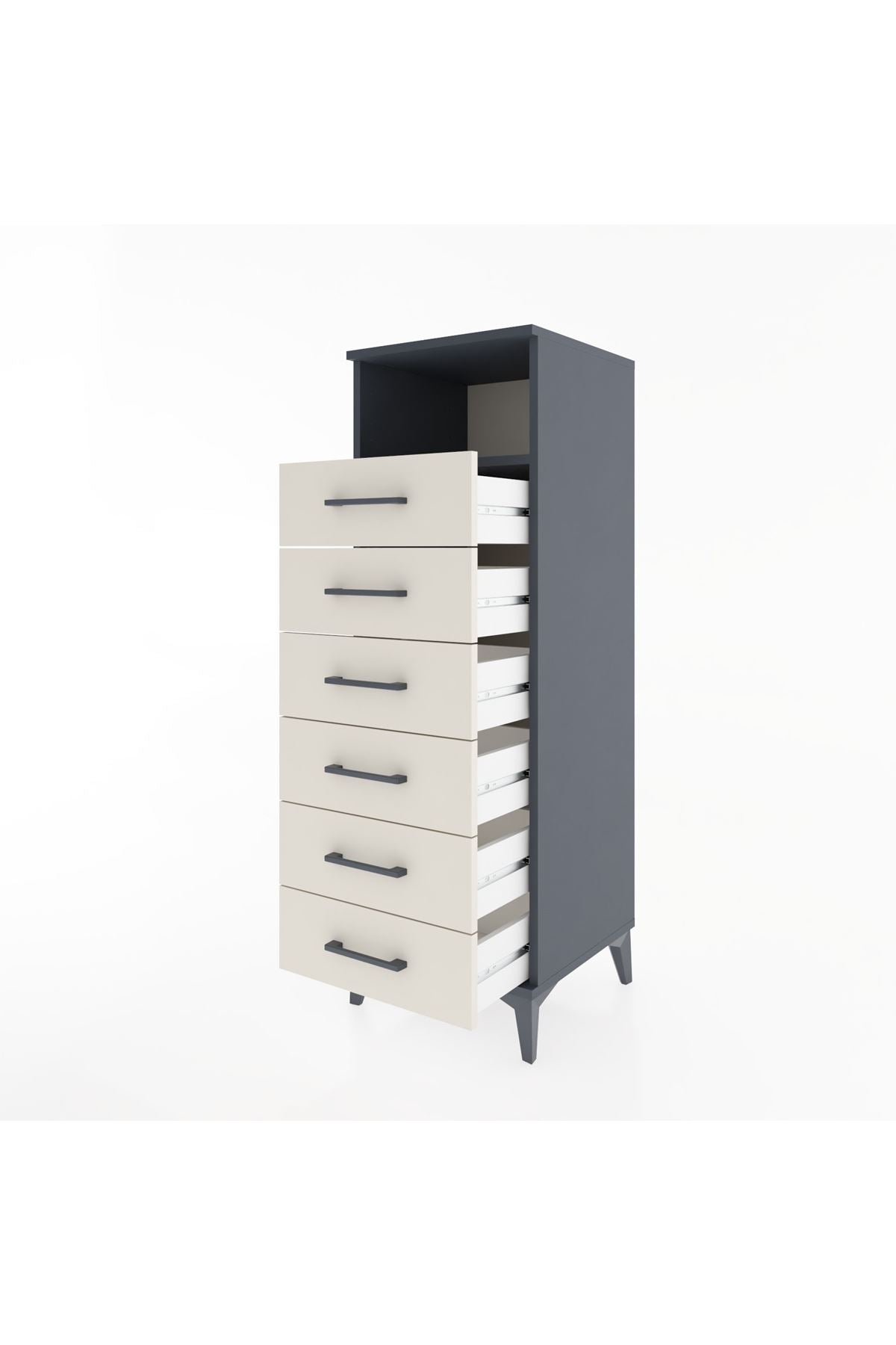 Hyperion Dolap Tek Raflı 6 Çekmeceli 44x44x134