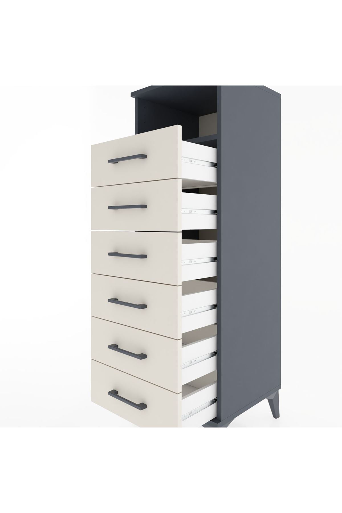 Hyperion Dolap Tek Raflı 6 Çekmeceli 44x44x134