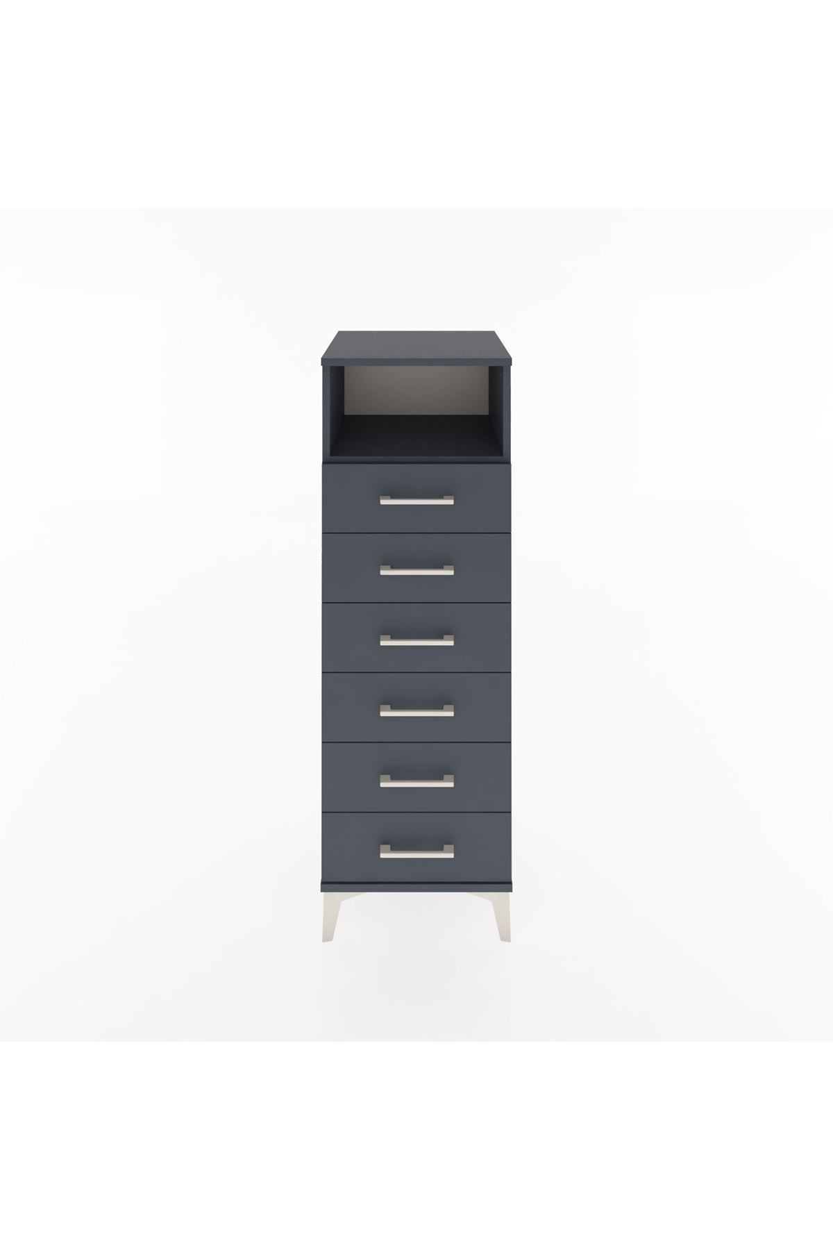 Hyperion Dolap Tek Raflı 6 Çekmeceli 44x44x134 Antrasit-Antrasit