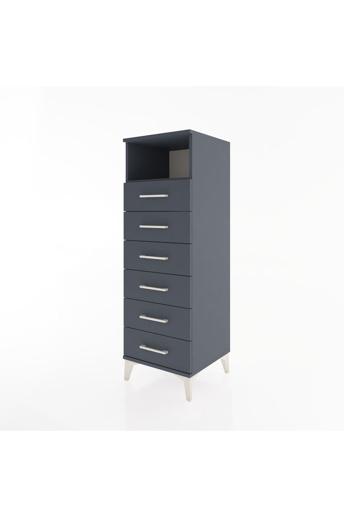 Hyperion Dolap Tek Raflı 6 Çekmeceli 44x44x134 Antrasit-Antrasit