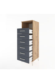 Hyperion Dolap Tek Raflı 6 Çekmeceli 44x44x134 Çam-Antrasit