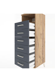 Hyperion Dolap Tek Raflı 6 Çekmeceli 44x44x134 Çam-Antrasit