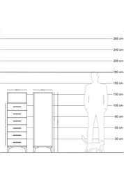 Hyperion Dolap Tek Raflı 6 Çekmeceli 44x44x134 Çam-Antrasit
