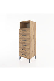 Hyperion Dolap Tek Raflı 6 Çekmeceli 44x44x134 Çam-Çam