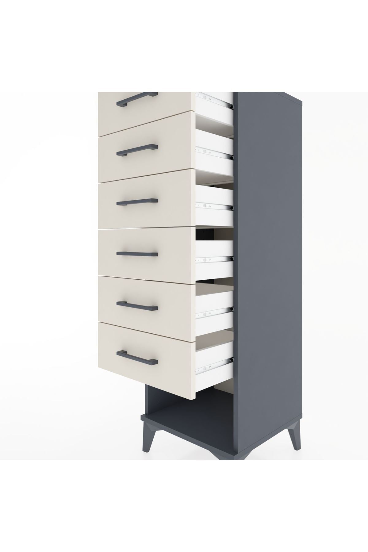 Hyperion Dolap 6 Çekmeceli 44x44x134 Antrasit-Aytaşı
