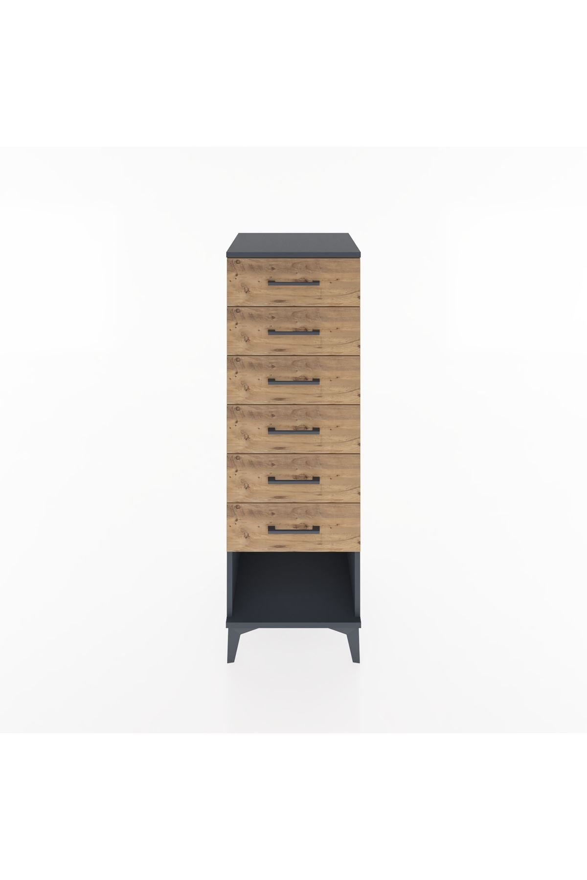 Hyperion Dolap 6 Çekmeceli 44x44x134 Antrasit-Çam