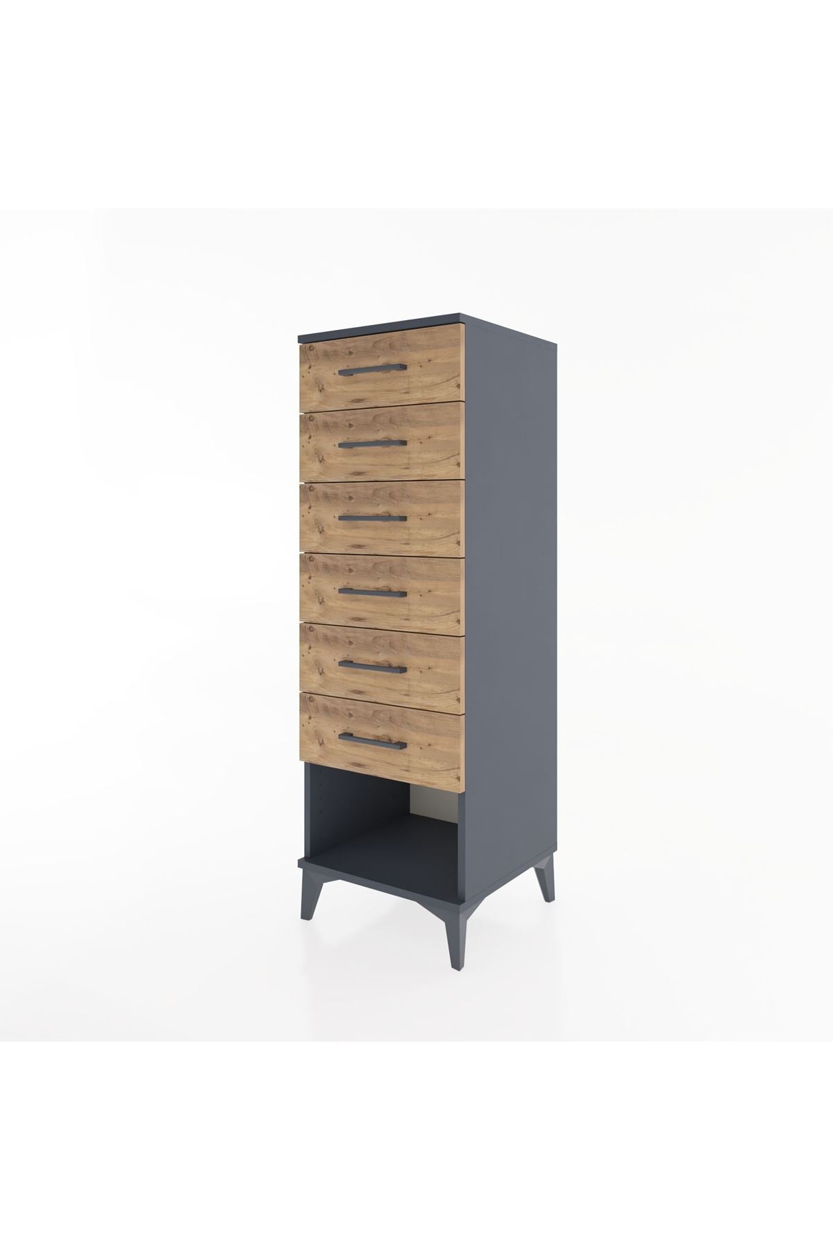 Hyperion Dolap 6 Çekmeceli 44x44x134 Antrasit-Çam