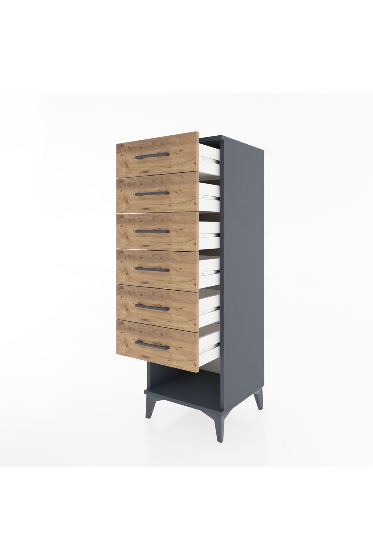 Hyperion Dolap 6 Çekmeceli 44x44x134 Antrasit-Çam