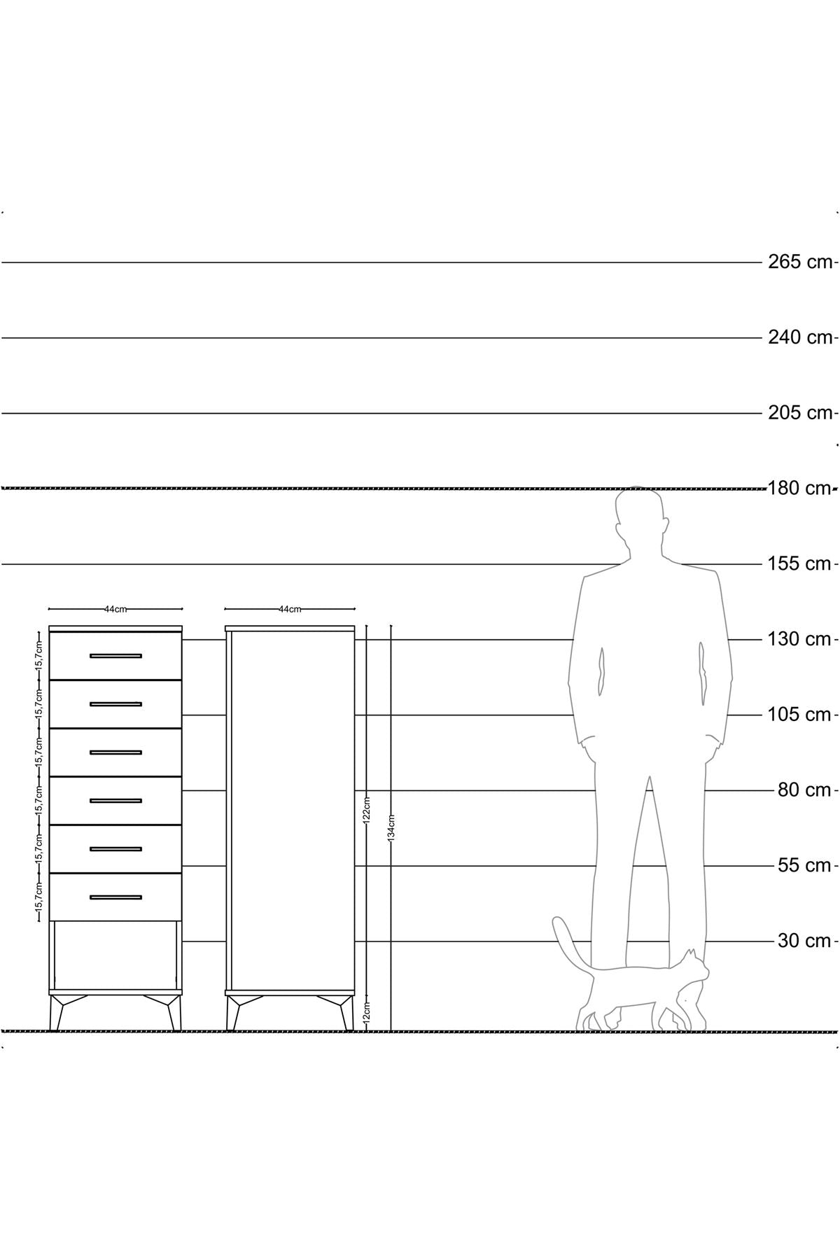Hyperion Dolap 6 Çekmeceli 44x44x134 Çam-Aytaşı