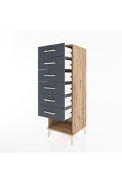 Hyperion Dolap 6 Çekmeceli 44x44x134 Çam-Antrasit