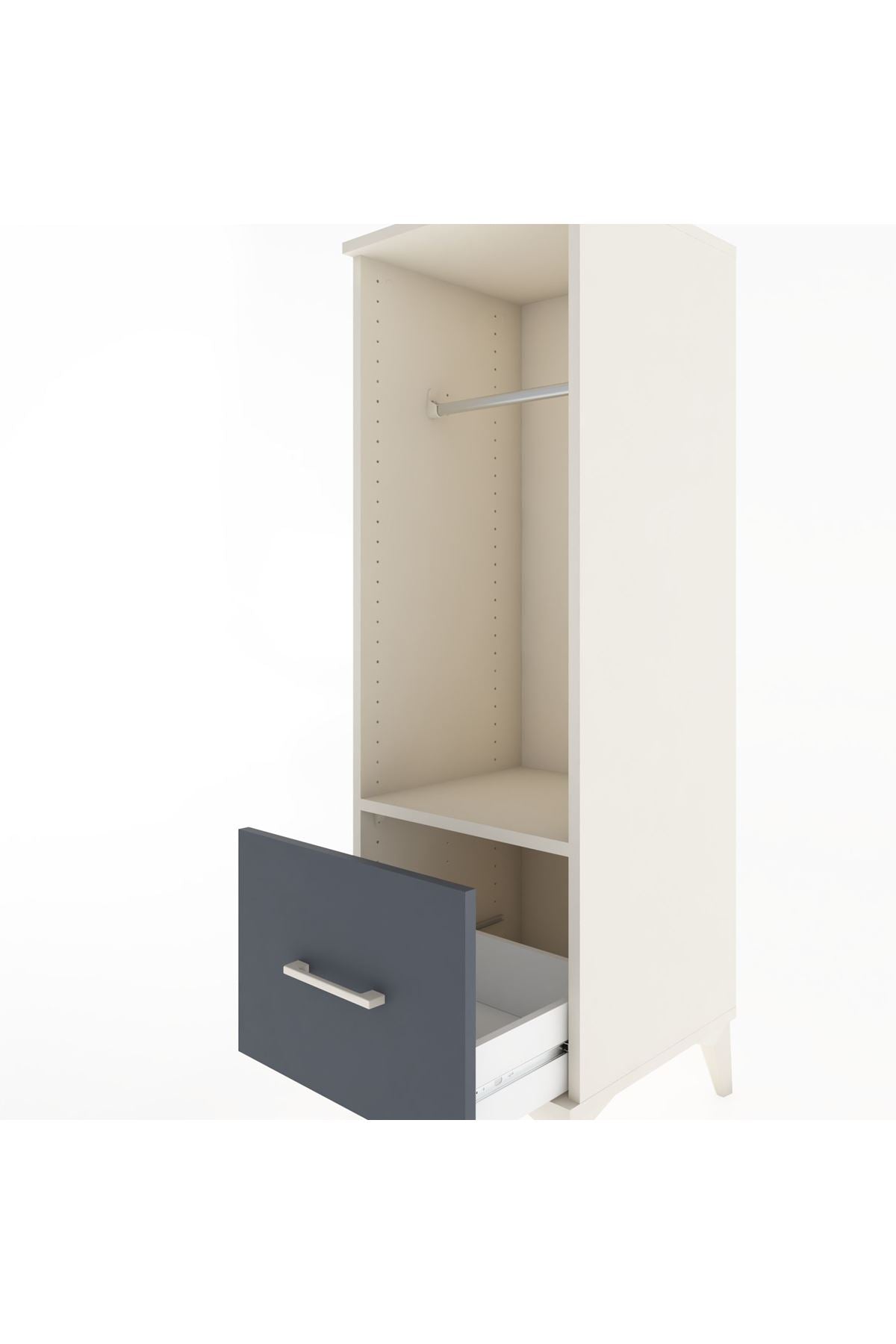 Hyperion Dolap Tek Raflı Tek Çekmeceli Tek Askılı 44x44x134 Aytaşı-Antrasit